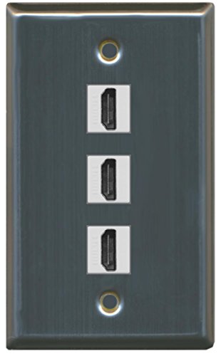 RiteAV - 3 Port HDMI Wall Plate - Stainless Steel