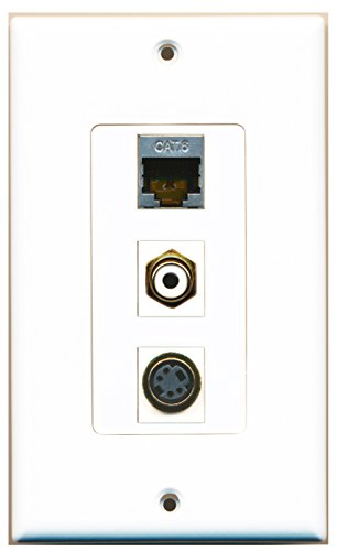 RiteAV - 1 Port RCA White and 1 Port S-Video and 1 Port Shielded Cat6 Ethernet Decorative Wall Plate Decorative