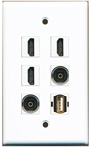 RiteAV - 3 HDMI 1 Port USB A-A 2 Port Toslink Wall Plate