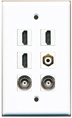 RiteAV - 3 HDMI 1 Port RCA White 2 Port BNC Wall Plate
