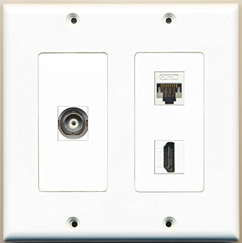 RiteAV - 1 Port HDMI 1 Port BNC 1 Port Cat5e Ethernet White - 2 Gang Wall Plate