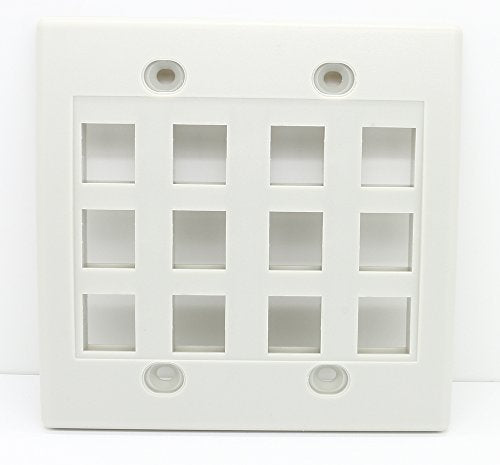RiteAV - Keystone Wall Plate Double Gang 12-Port (1 Piece Flush) - Light Almond