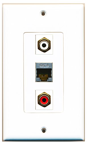 RiteAV - 1 Port RCA Red and 1 Port RCA White and 1 Port Shielded Cat6 Ethernet Decorative Wall Plate Decorative