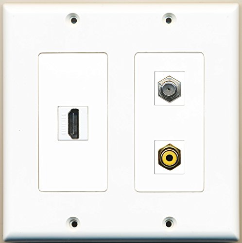 RiteAV - 1 Port HDMI 1 Port RCA Yellow 1 Port Coax Cable TV- F-Type - 2 Gang Wall Plate