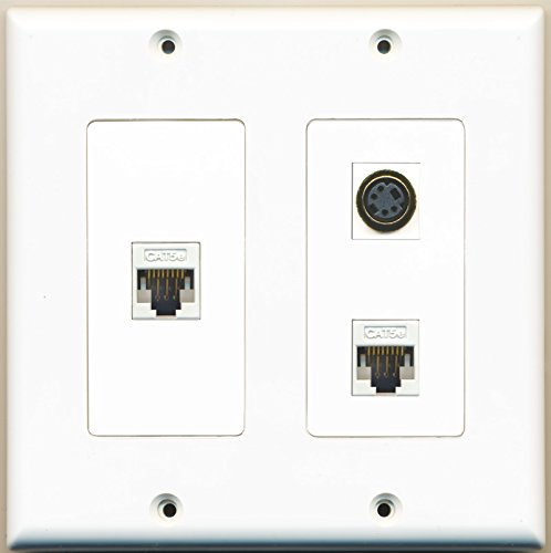 RiteAV - 1 Port S-Video 2 Port Cat5e Ethernet White - 2 Gang Wall Plate