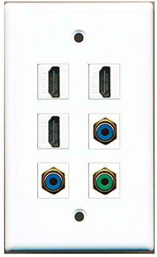 RiteAV - 3 HDMI 1 Port RCA Green 2 Port RCA Blue Wall Plate