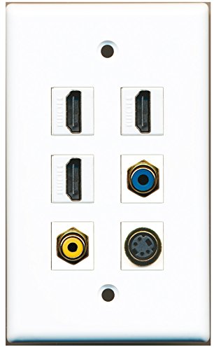 RiteAV - 3 HDMI 1 Port RCA Yellow 1 Port RCA Blue 1 Port S-Video Wall Plate