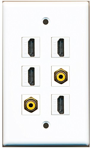 RiteAV - 4 HDMI 2 Port RCA Yellow Wall Plate