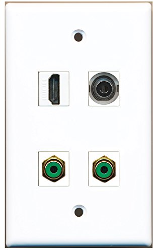 RiteAV - 1 Port HDMI 2 Port RCA Green 1 Port 3.5mm Wall Plate
