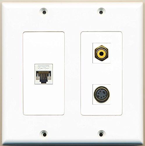 RiteAV - 1 Port RCA Yellow 1 Port S-Video 1 Port Cat5e Ethernet White - 2 Gang Wall Plate
