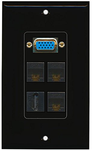 RiteAV 1 Gang 3 Port Cat5e Ethernet Wall Plate - Brown/Black, Toolless Installation