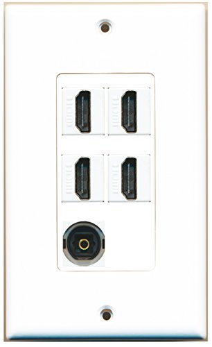 RiteAV - 4 x HDMI and 1 x Toslink Digital Audio Port Wall Plate - White