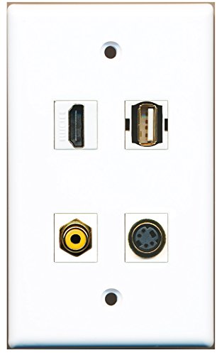 RiteAV - 1 Port HDMI 1 Port RCA Yellow 1 Port USB A-A 1 Port S-Video Wall Plate