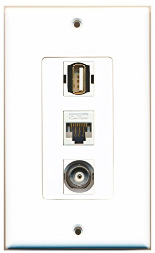 RiteAV - 1 Port USB A-A and 1 Port BNC and 1 Port Cat5e Ethernet White Decorative Wall Plate