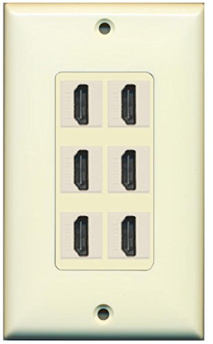 RiteAV HDMI 2.0 Keystone Decorative Wall Plate - Light Almond/Light Almond 6 Port