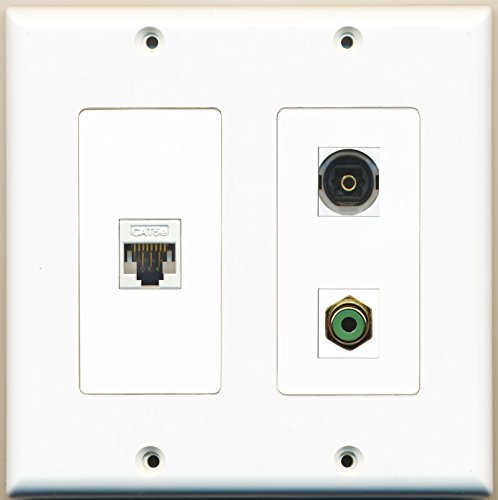 RiteAV - 1 Port RCA Green 1 Port Toslink 1 Port Cat5e Ethernet White - 2 Gang Wall Plate