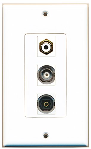 RiteAV - 1 Port RCA White and 1 Port Toslink and 1 Port BNC Decorative Wall Plate Decorative