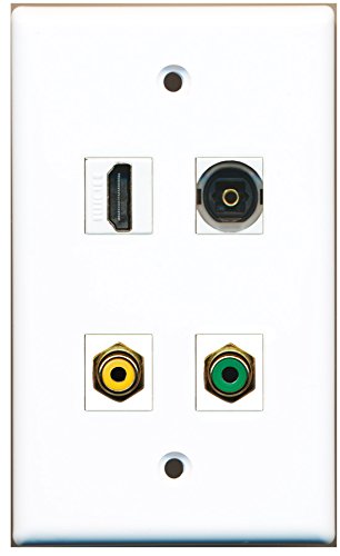RiteAV - 1 Port HDMI 1 Port RCA Yellow 1 Port RCA Green 1 Port Toslink Wall Plate
