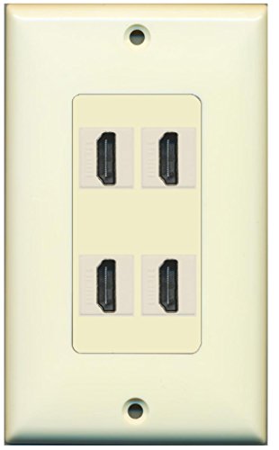 RiteAV HDMI 2.0 Keystone Decorative Wall Plate - Light Almond/Light Almond 4 Port