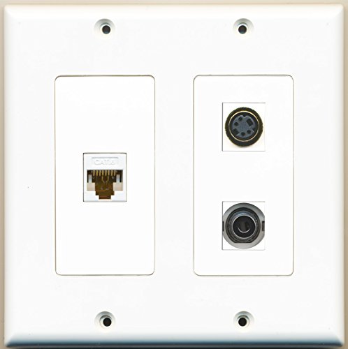 RiteAV - 1 Port S-Video 1 Port 3.5mm 1 Port Cat6 Ethernet White - 2 Gang Wall Plate