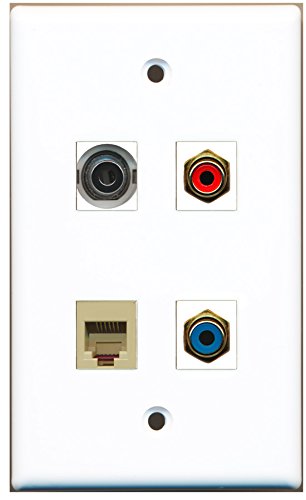 RiteAV - 1 Port RCA Red 1 Port RCA Blue 1 Port Phone RJ11 RJ12 Beige 1 Port 3.5mm Wall Plate