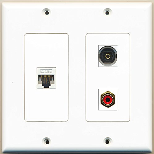 RiteAV - 1 Port RCA Red 1 Port Toslink 1 Port Cat5e Ethernet White - 2 Gang Wall Plate
