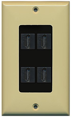 RiteAV HDMI 2.0 Keystone Decorative Wall Plate - Ivory/Black 4 Port