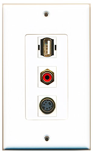 RiteAV - 1 Port RCA Red and 1 Port USB A-A and 1 Port S-Video Decorative Wall Plate Decorative