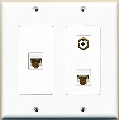 RiteAV - 1 Port RCA White 2 Port Cat6 Ethernet White - 2 Gang Wall Plate