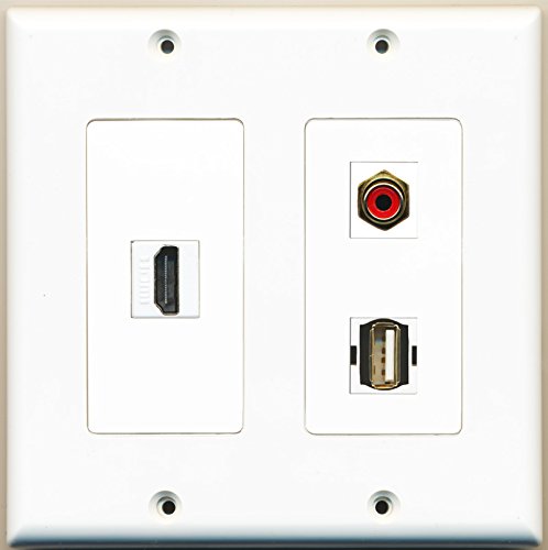 RiteAV - 1 Port HDMI 1 Port RCA Red 1 Port USB A-A - 2 Gang Wall Plate