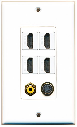 RiteAV - 4 Port HDMI 1 RCA Yellow 1 S-Video Wall Plate Decorative