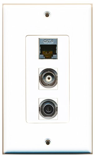 RiteAV - 1 Port Shielded Cat6 Ethernet and 1 Port 3.5mm and 1 Port BNC Decorative Wall Plate Decorative