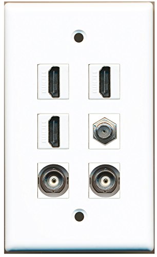 RiteAV - 3 HDMI 1 Port Coax Cable TV- F-Type 2 Port BNC Wall Plate