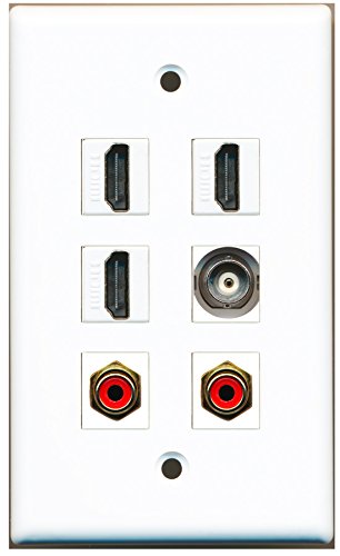 RiteAV - 3 HDMI 2 Port RCA Red 1 Port BNC Wall Plate