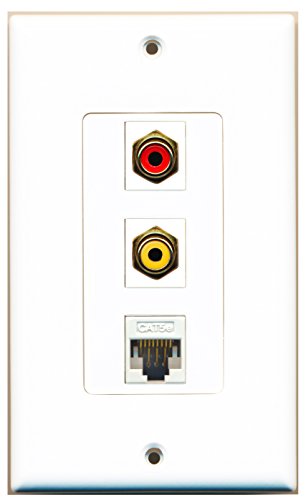 RiteAV - 1 Port RCA Red and 1 Port RCA Yellow and 1 Port Cat5e Ethernet White Decorative Wall Plate Decorative