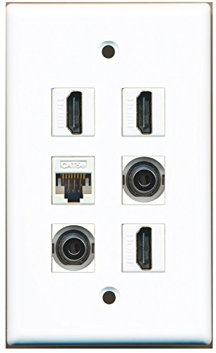 RiteAV - 3 HDMI 2 Port 3.5mm 1 Port Cat5e Ethernet White Wall Plate