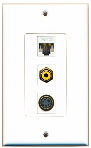 RiteAV - 1 Port RCA Yellow and 1 Port S-Video and 1 Port Cat5e Ethernet White Decorative Wall Plate Decorative