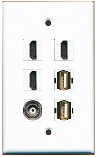 RiteAV - 3 HDMI 2 Port USB A-A 1 Port BNC Wall Plate