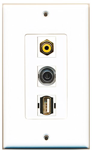 RiteAV - 1 Port RCA Yellow and 1 Port USB A-A and 1 Port 3.5mm Decorative Wall Plate Decorative