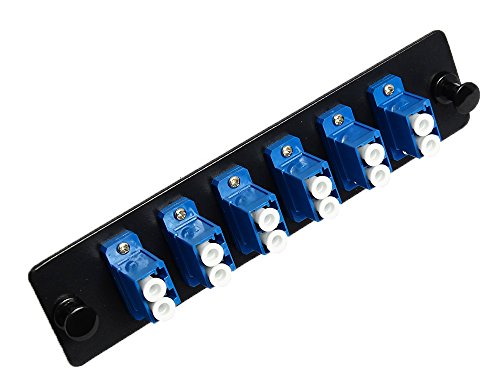 RiteAV LGX Footprint LC Adapter Panel, 6 Ports, Loaded w/6 LC Duplex Singlemode Adapters, Black