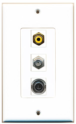 RiteAV - 1 Port RCA Yellow and 1 Port Coax Cable TV- F-Type and 1 Port 3.5mm Decorative Wall Plate Decorative
