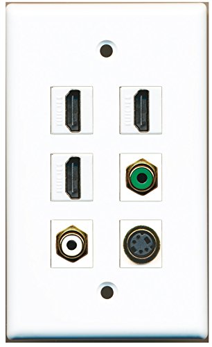 RiteAV - 3 HDMI 1 Port RCA White 1 Port RCA Green 1 Port S-Video Wall Plate