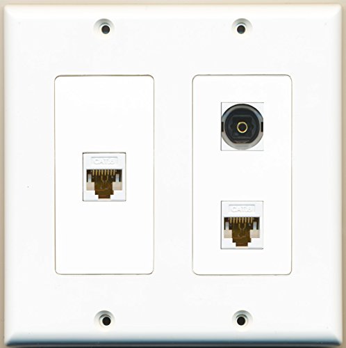RiteAV - 1 Port Toslink 2 Port Cat6 Ethernet White - 2 Gang Wall Plate