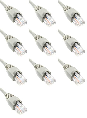 2 Feet Cat6 Ethernet Network Patch Cables Gray RJ45 m/m (10 Pack)