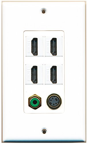 RiteAV - 4 Port HDMI 1 RCA Green 1 S-Video Wall Plate Decorative