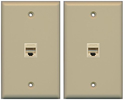 (2 Pack) RiteAV 1 Port Cat5e Rj45 Ethernet Wall Plate Ivory