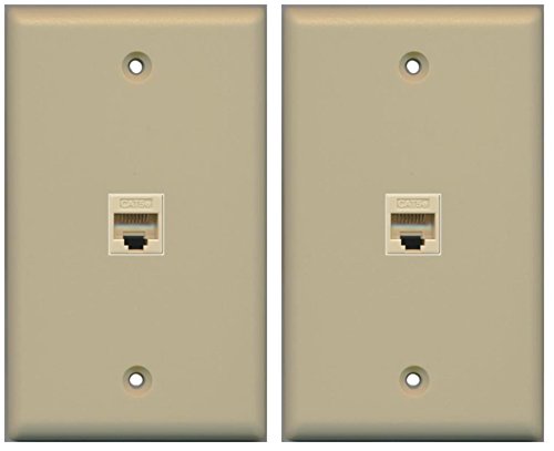 (2 Pack) RiteAV 1 Port Cat5e Rj45 Ethernet Wall Plate Ivory