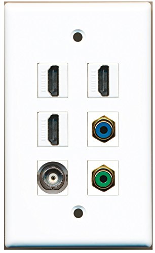RiteAV - 3 HDMI 1 Port RCA Green 1 Port RCA Blue 1 Port BNC Wall Plate