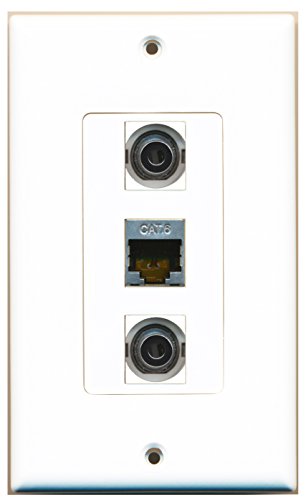 RiteAV - 1 Port Shielded Cat6 Ethernet 2 Port 3.5mm Decorative Wall Plate Decorative