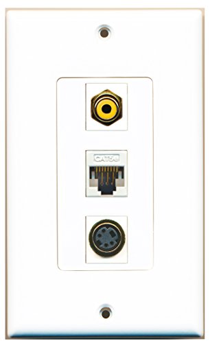RiteAV - 1 Port RCA Yellow and 1 Port S-Video and 1 Port Cat5e Ethernet White Decorative Wall Plate